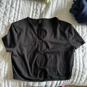 SHEIN Open Button Peekaboo Crop Top
